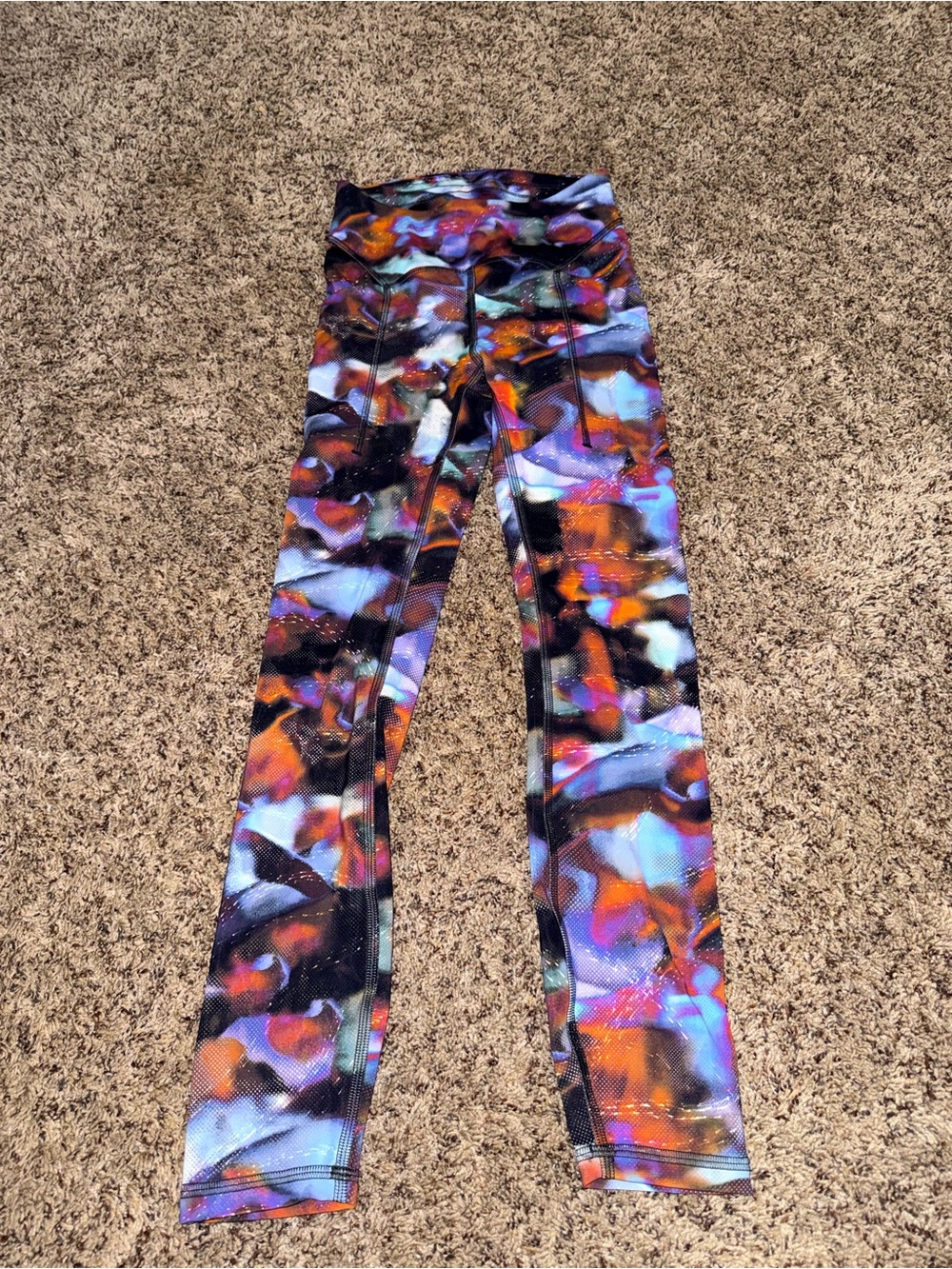 lululemon athletica Multicolor Abstract Print Leggings — Blue, Orange, Black